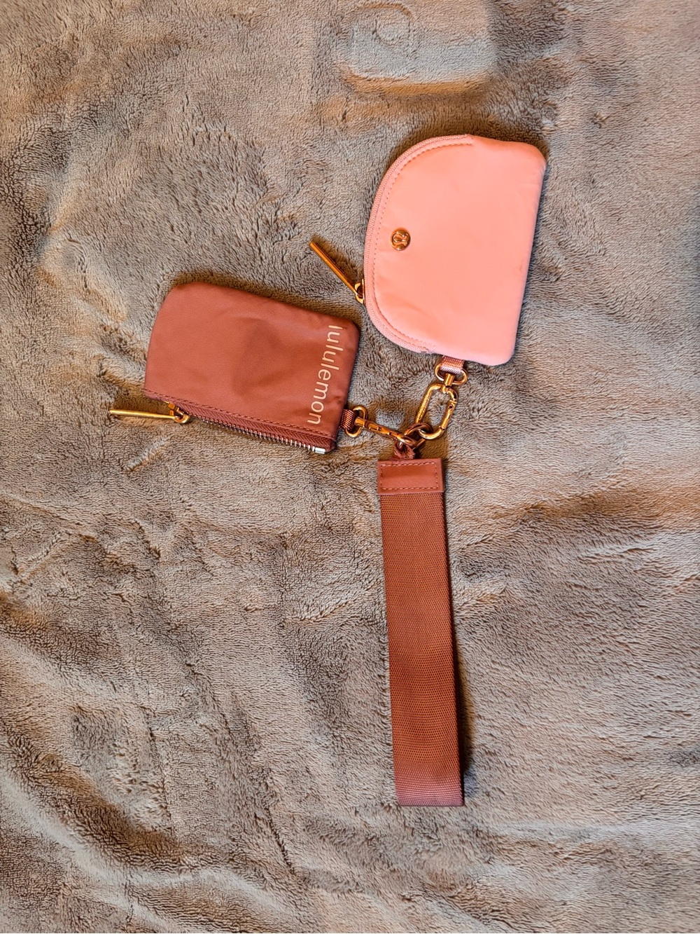 lululemon athletica Pink and Mauve Key & Card Pouch Set with Wrist Strap
